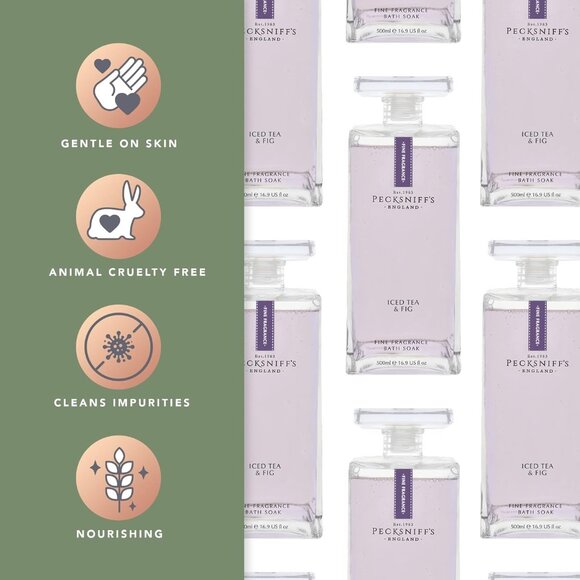 NEW 2x Pecksniffs Iced Tea & Fig Fine Fragrance Glass Bottle Bath Soak - 16.9 oz - Picture 4 of 4